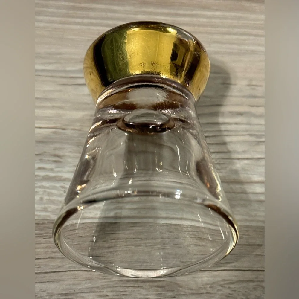 Vintage shot glass. The stem is plated with 22-karat gold.